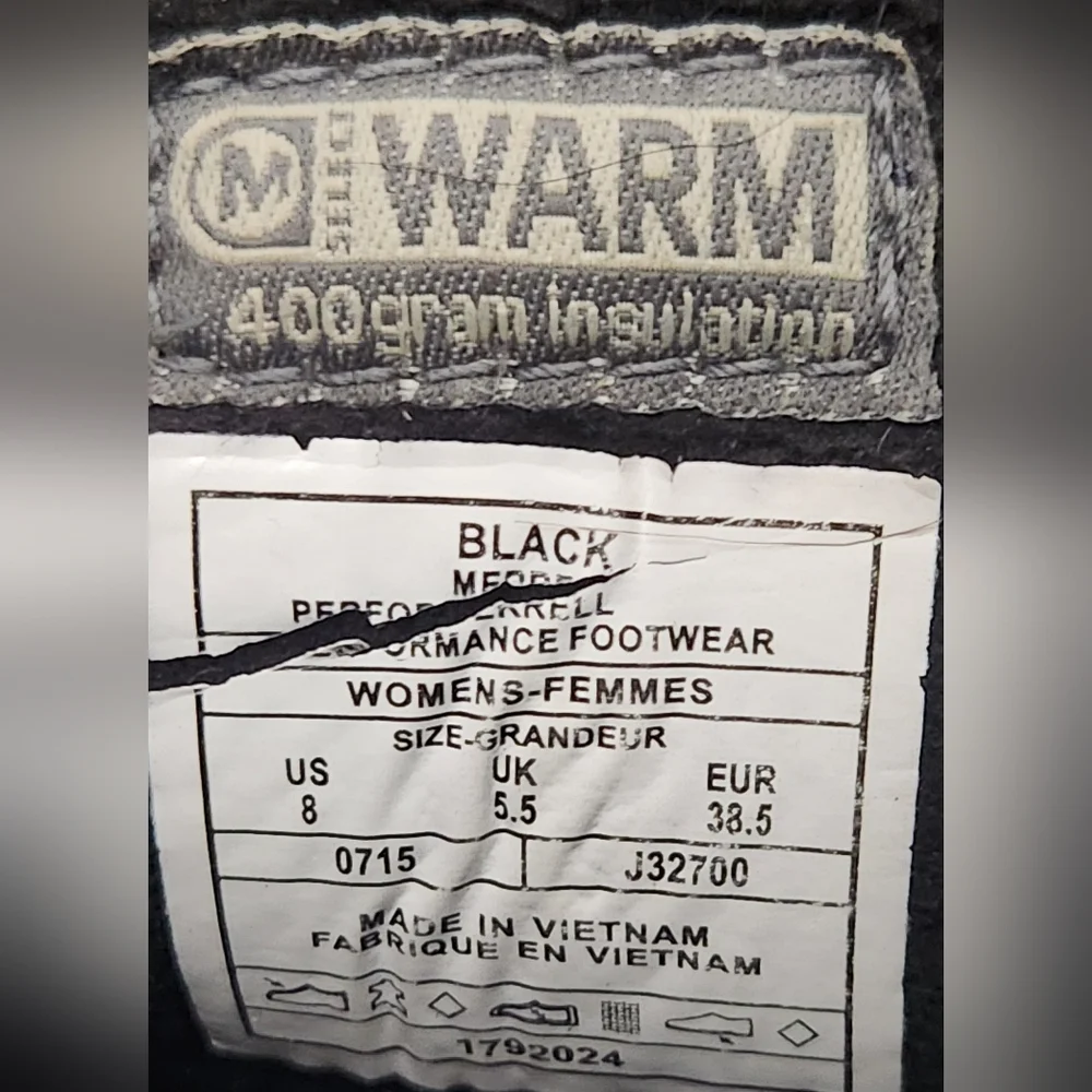 Merrell Winter Boots Womens Size 8 Black Snow Fleece Lined Insulated Waterproof - Picture 9 of 9